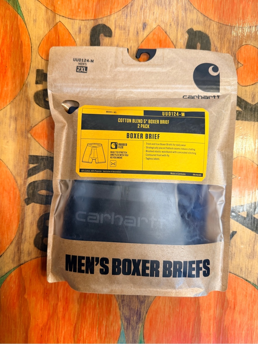Carhartt Mens 5" Basic Boxer Brief 2 Pack Size 2XL Sealed Navy Rugged Flex NEW I
